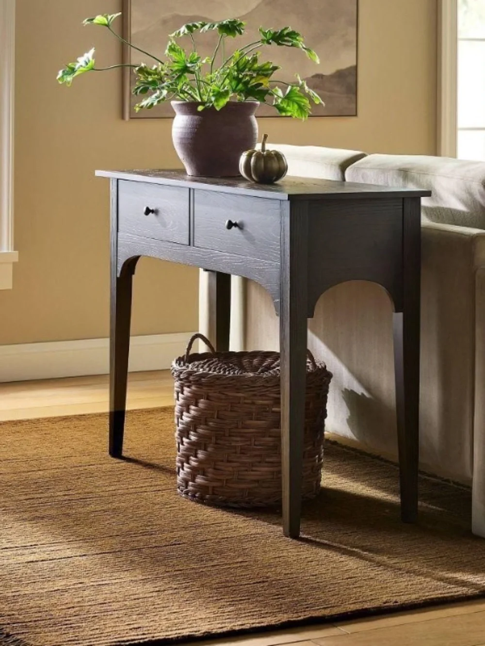 Threshold Studio Mc Gee Brown Round Chunky Woven Rattan Storage Basket